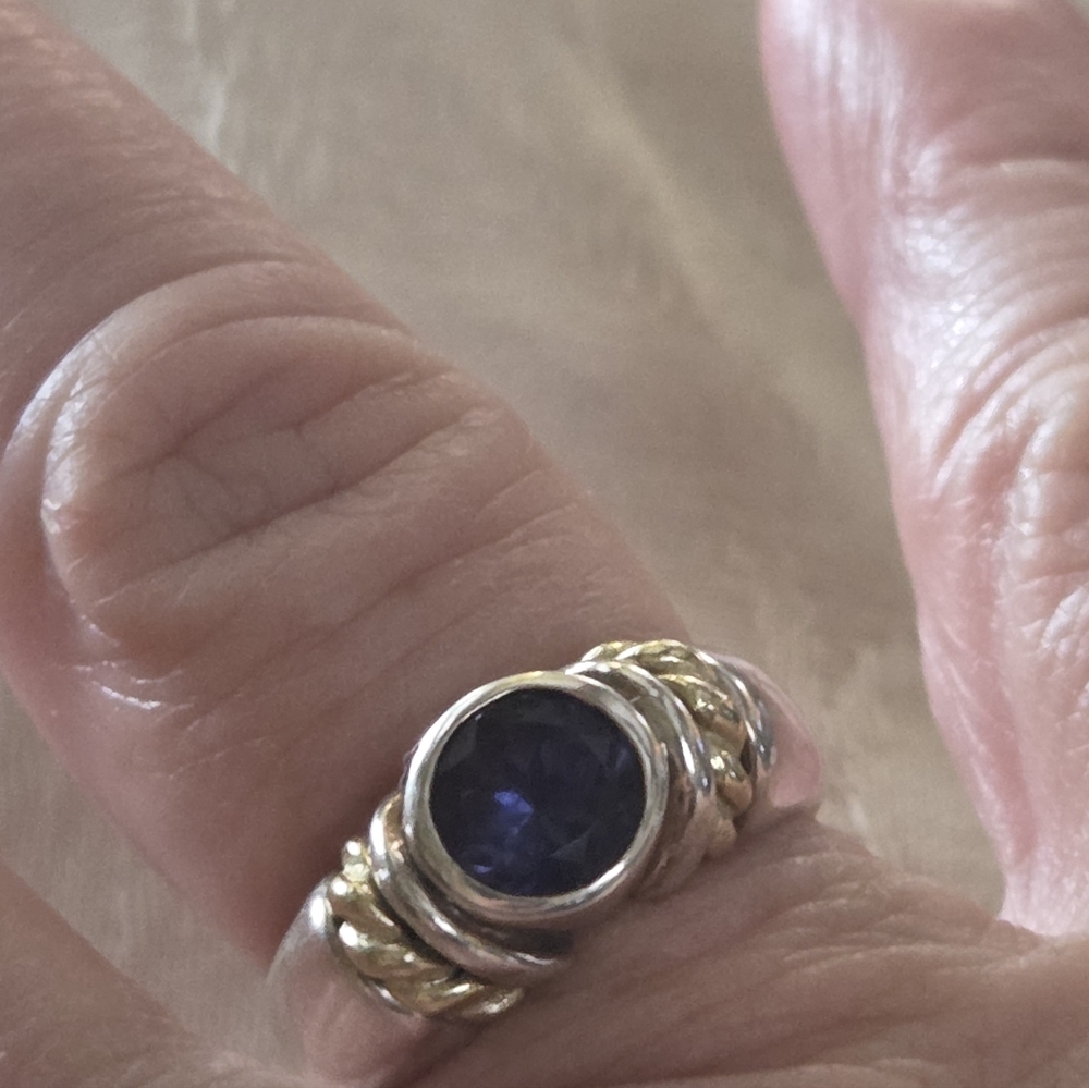 David Wysor Vintage Iolite Ring, SS & 18k, Size 7.5 - Picture 12 of 14